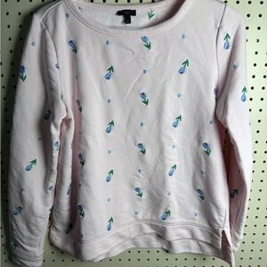 Vintage Talbots Light Pink sweatshirt with floral Embroidery